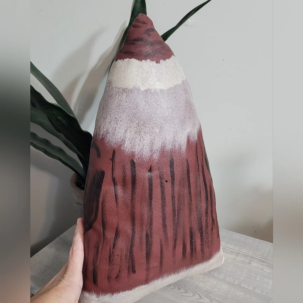 Vintage Santa Claus Hand Painted Oil Cloth canvas Stuffed Holiday Throw Pillow